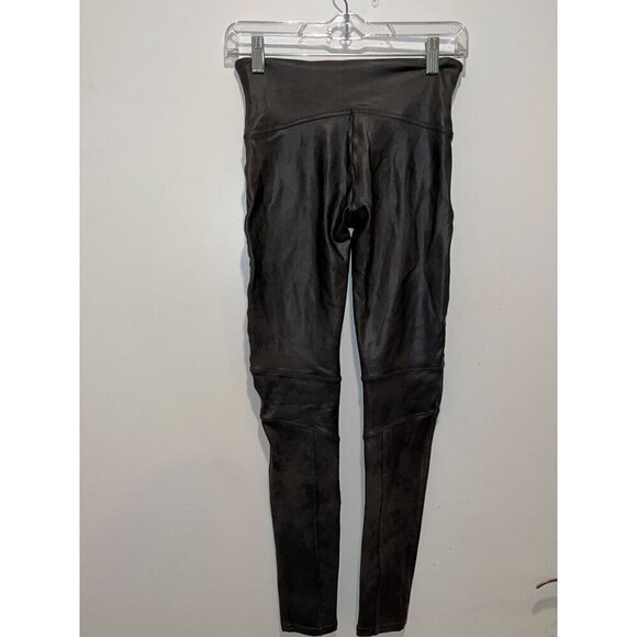 Spanx Moto Black Faux Leather Leggings High Rise Womens Size Medium - Picture 6 of 11